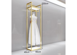 Стійка для весільних і вечірніх суконь 600×400×2200 мм — глянцеве золото, труба 30×30 мм